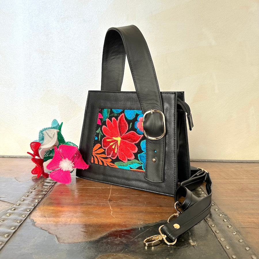 Julia's Leather Embroidered Mini Handbag
