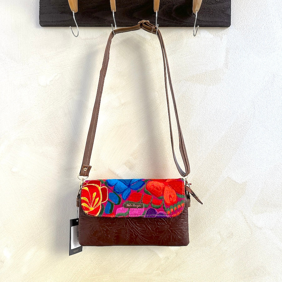 Dulce's Leather Embroidered Shoulder Bag