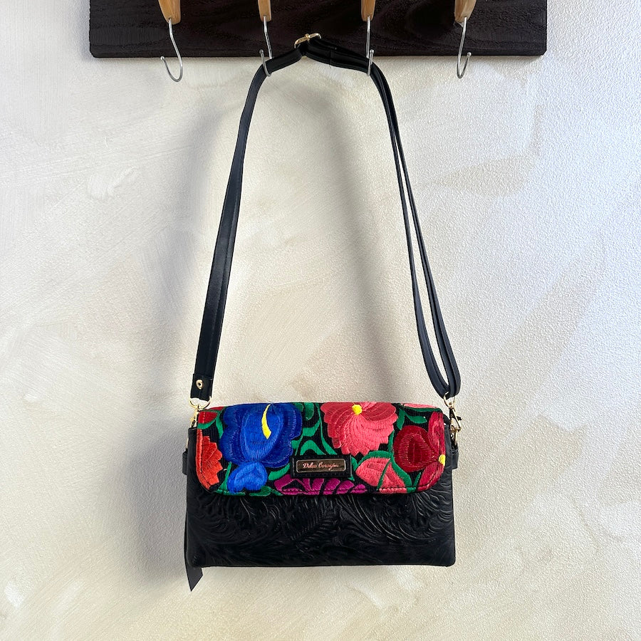 Dulce's Leather Embroidered Shoulder Bag