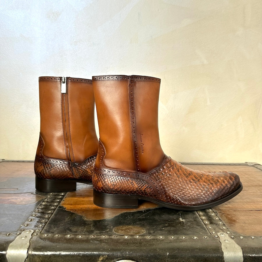 Franco Cuadra Mens Honey Python Cowhide Ankle Boot 827PBTV