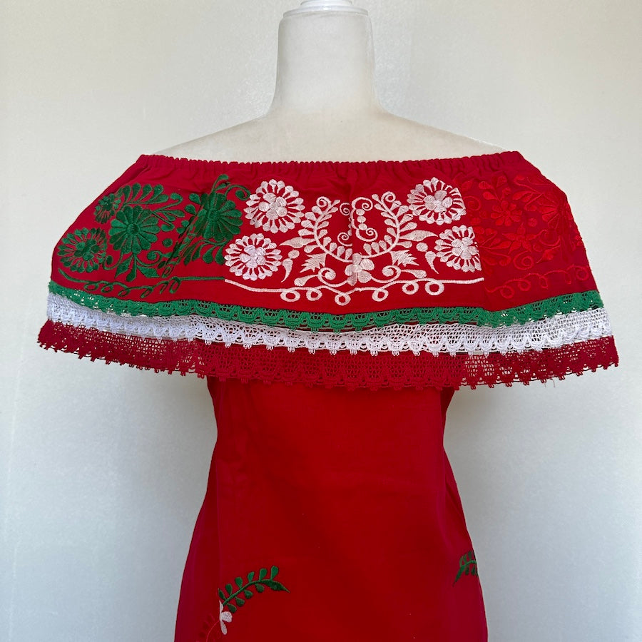 Viva Mexico Off-Shoulder Embroidered Mid-Dress (Size US M)