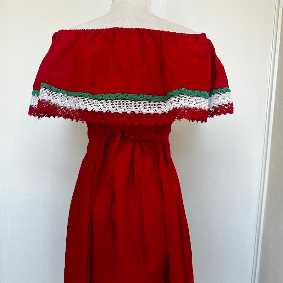 Viva Mexico Off-Shoulder Embroidered Mid-Dress (Size US M)