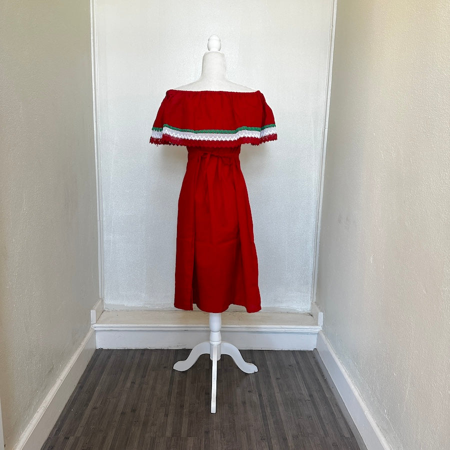 Viva Mexico Off-Shoulder Embroidered Mid-Dress (Size US M)