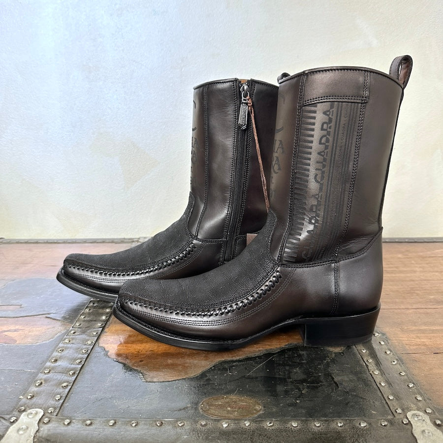 Cuadra Mens Genuine Leather Cowboy Dusty Black Boots 1J2KEL