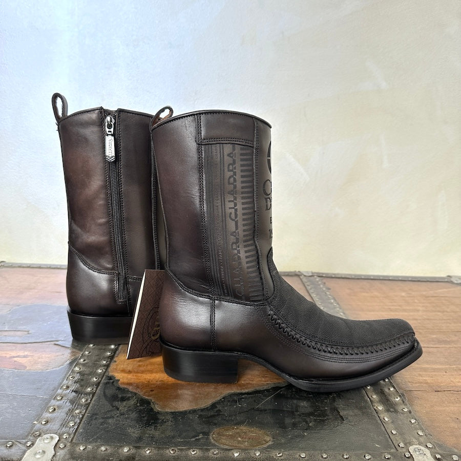Cuadra Mens Genuine Leather Cowboy Dusty Black Boots 1J2KEL