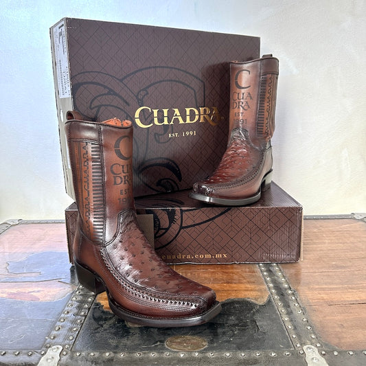 Cuadra Mens Ostrich Flame Chocolate Leather Boots 1J2KA1