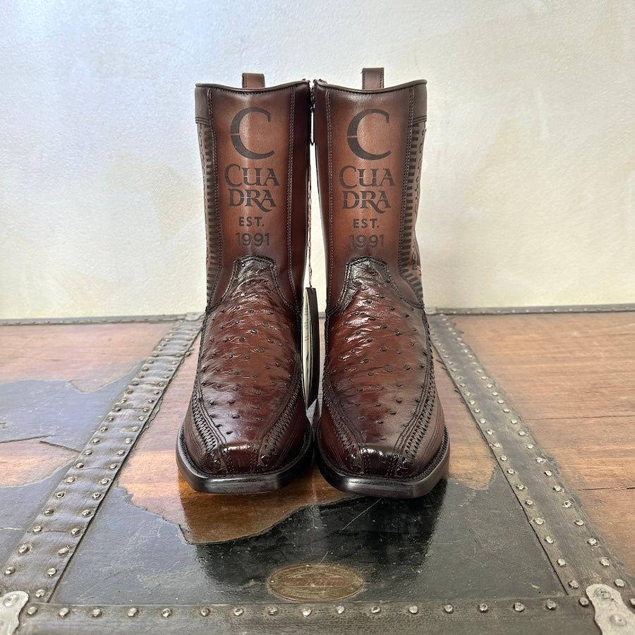 Cuadra Mens Ostrich Flame Chocolate Leather Boots 1J2KA1