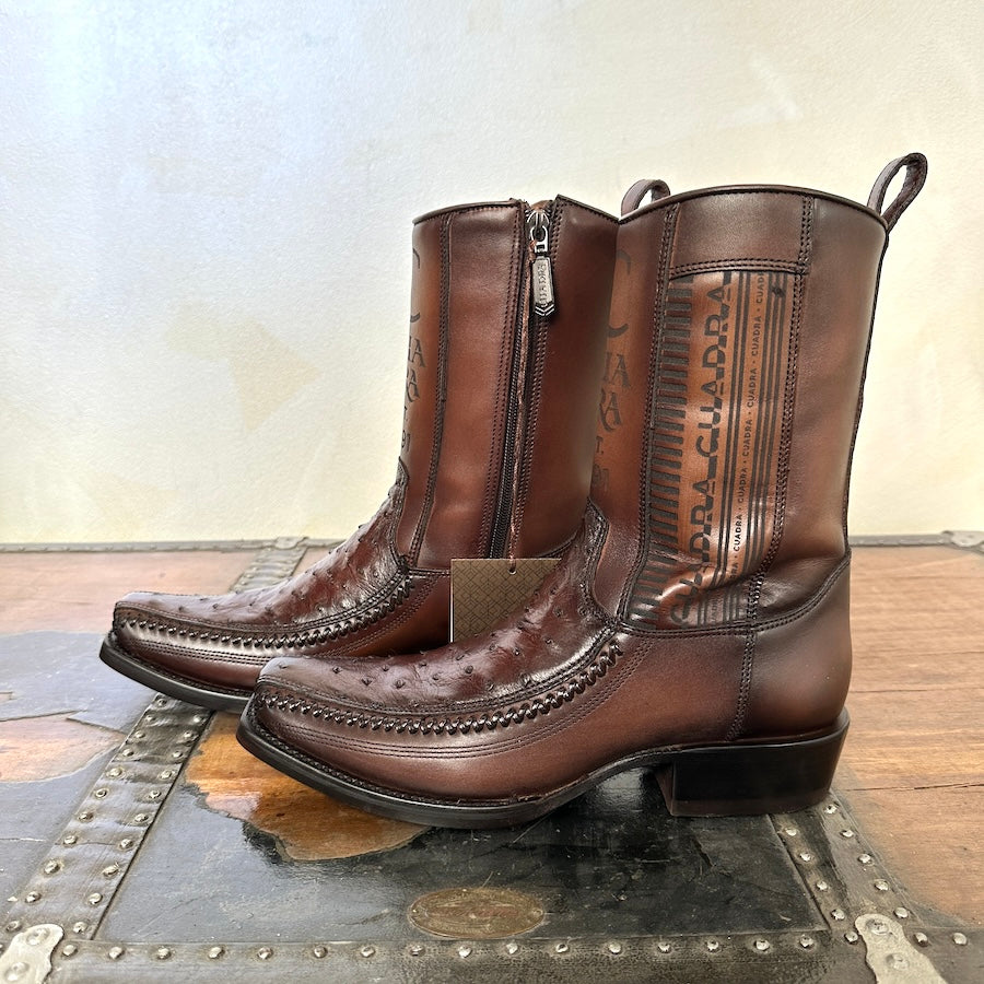 Cuadra Mens Ostrich Flame Chocolate Leather Boots 1J2KA1