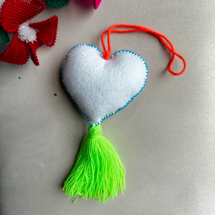 Evil Eye Embroidered Heart Tassel