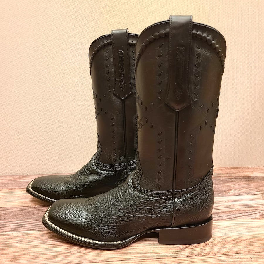 Cuadra Mens Ostrich Belly Black Boots 3Z01AB