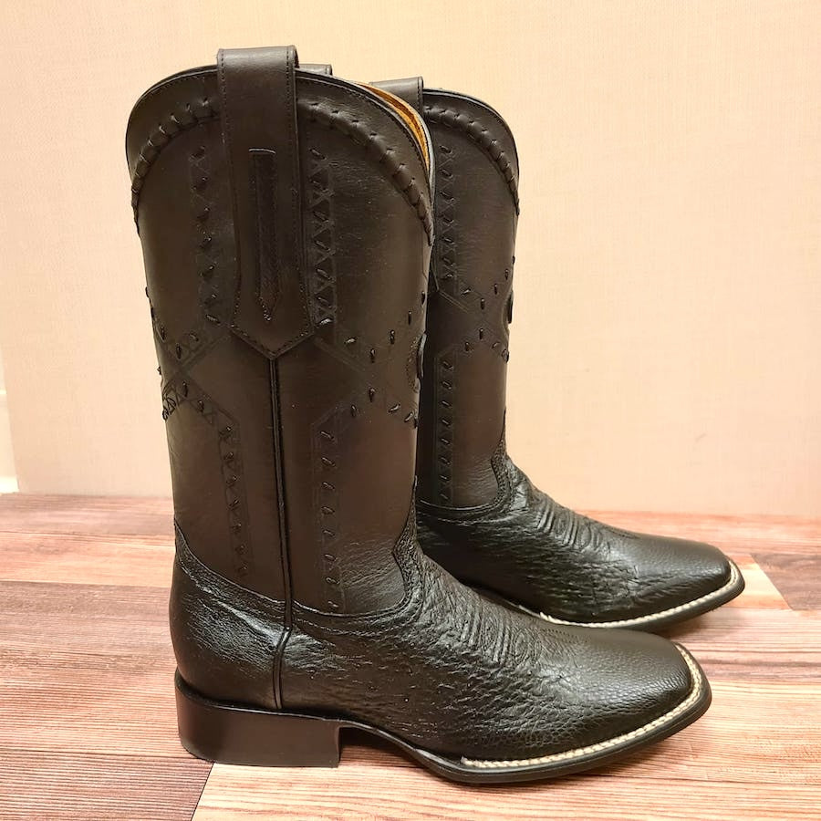 Cuadra Mens Ostrich Belly Black Boots 3Z01AB