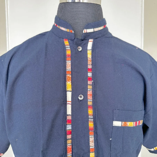 Chiapas Serape Navy Guayabera (3XL)