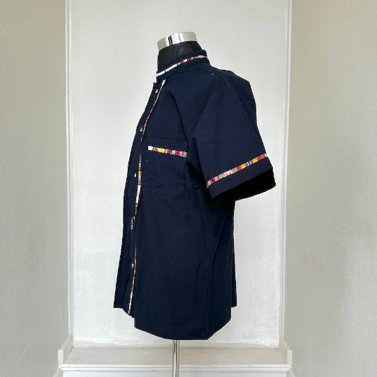 Chiapas Serape Navy Guayabera (3XL)