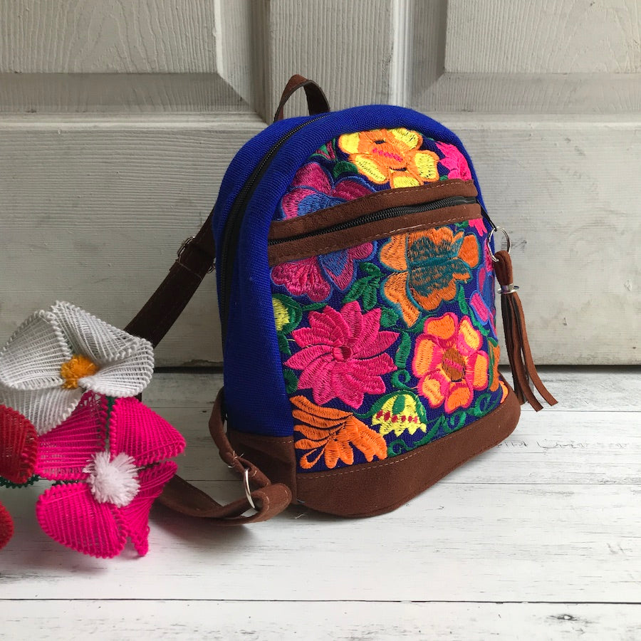 Mini Floral Embroidered Backpack โ Lil Bit of Mexico Boutique
