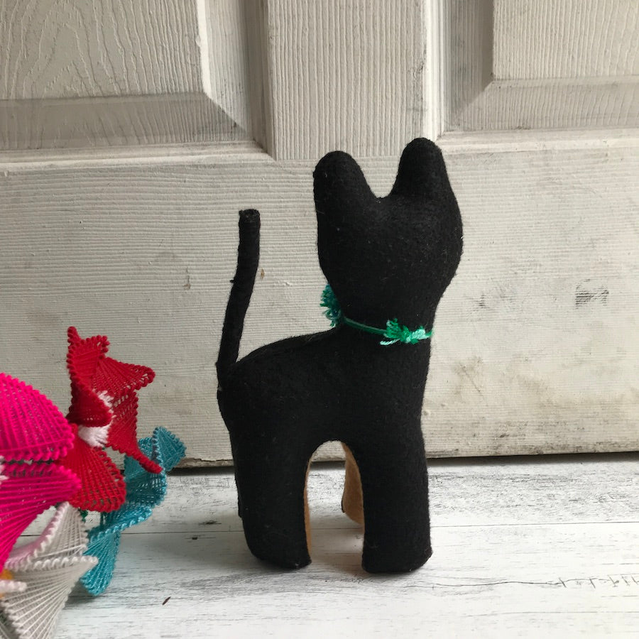 Embroidered Black Cat Plushie (9")