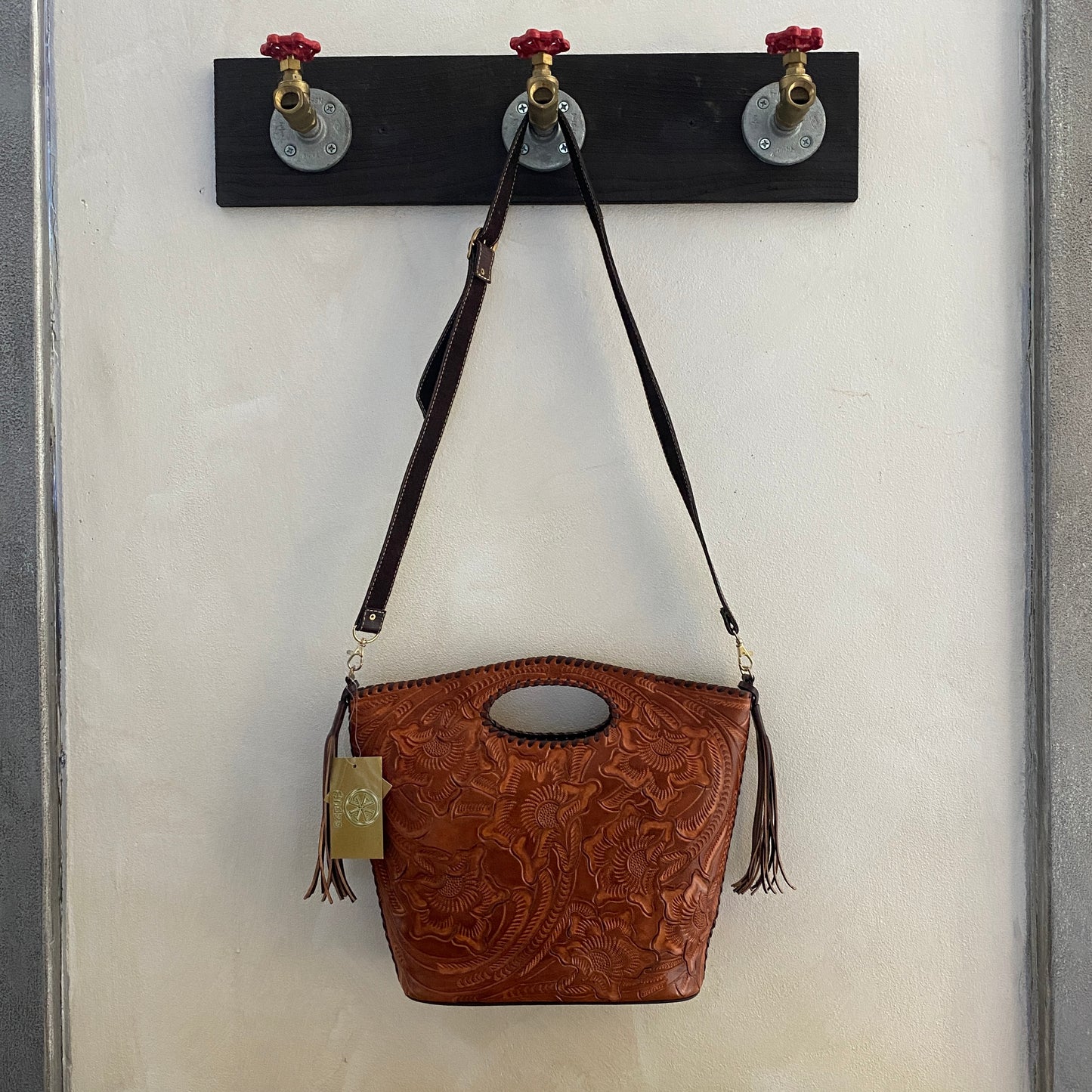 Santana's Brown Leather Top-Handle Shoulder Bag