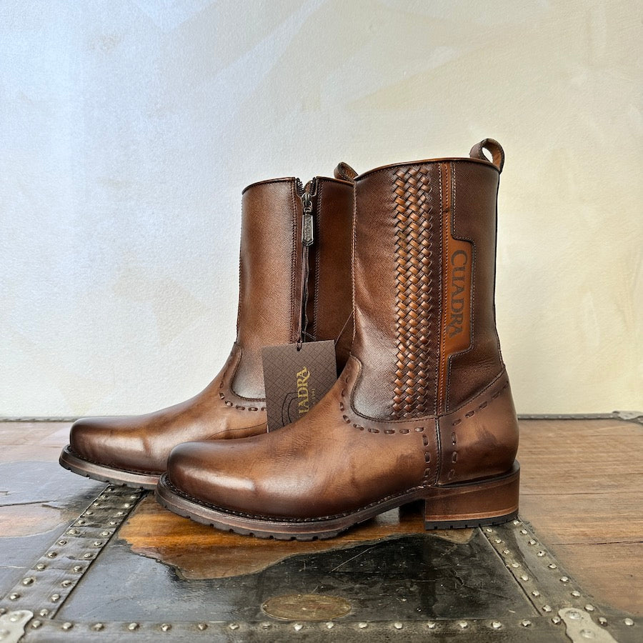 Cuadra Mens Handwoven Honey Leather Boots 4D05RS