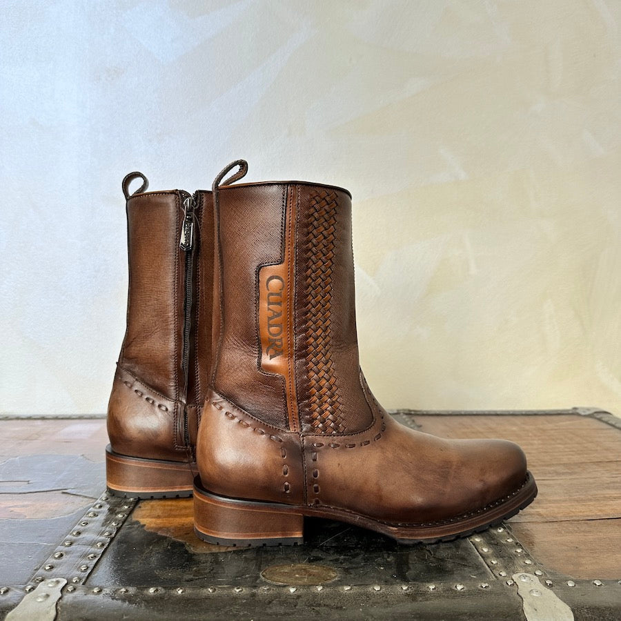 Cuadra Mens Handwoven Honey Leather Boots 4D05RS