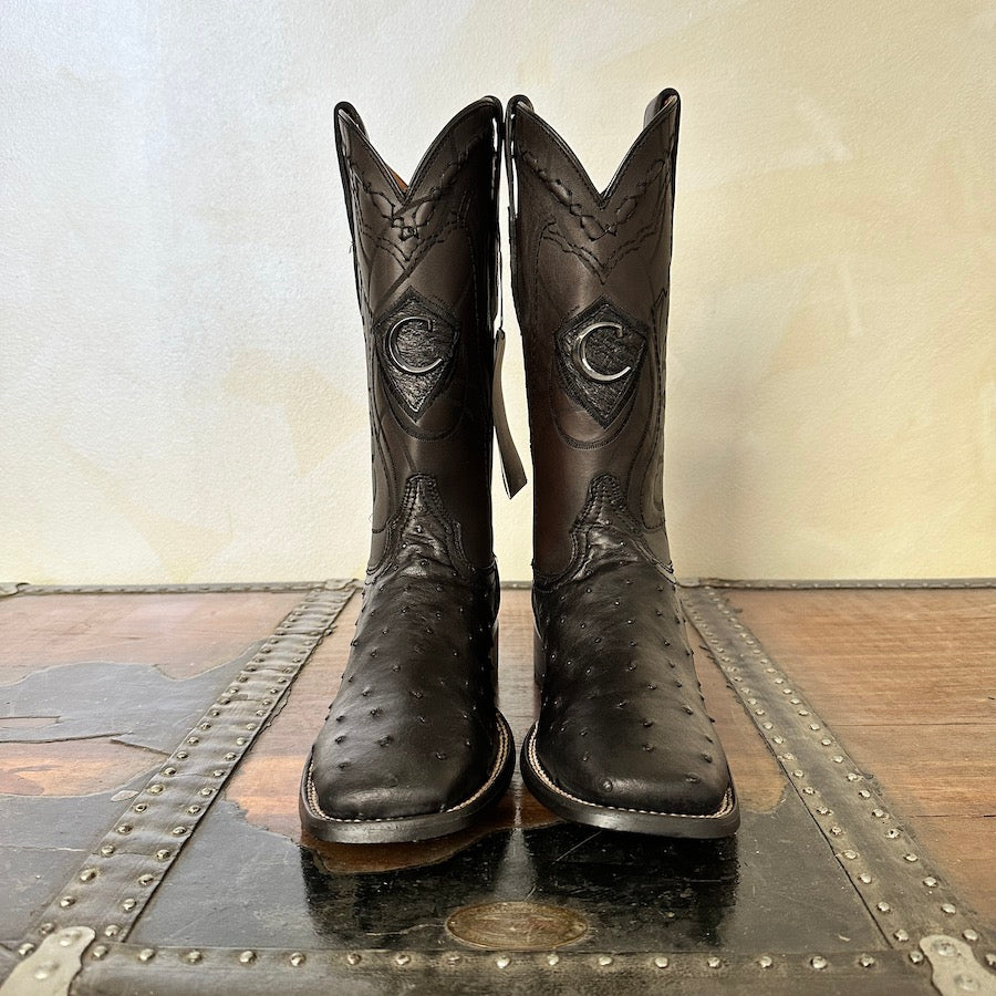 Cuadra Mens Ostrich Belly BLack Boots 3Z1OA1