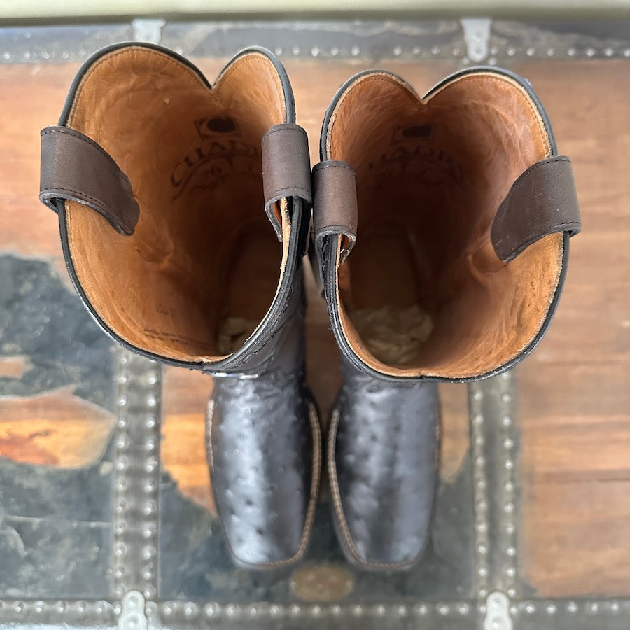 Cuadra Mens Ostrich Belly BLack Boots 3Z1OA1