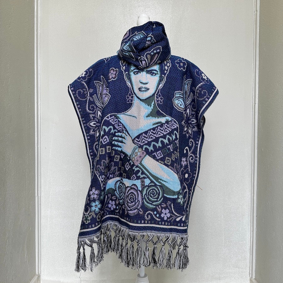 Frida Kahlo Hooded Poncho ( O/S )