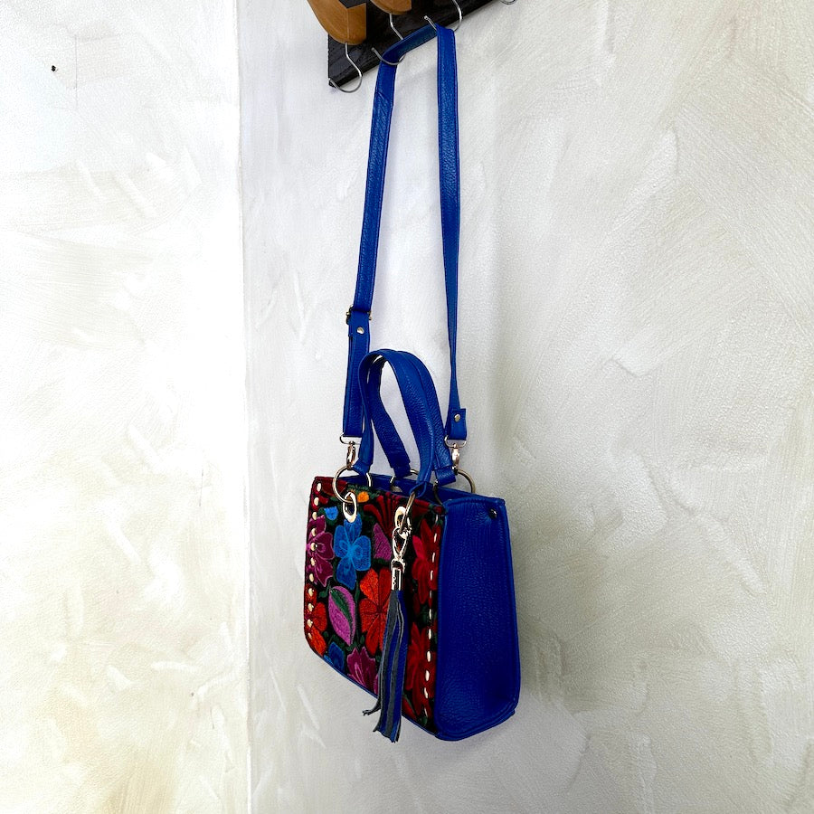 Evita's Leather Embroidered Top-Handle Shoulder Bag