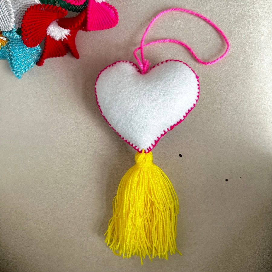 Evil Eye Embroidered Heart Tassel