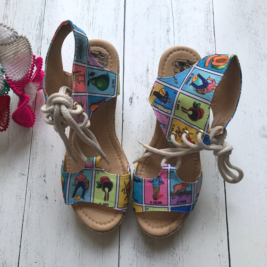 Loteria Lace Up Wedges