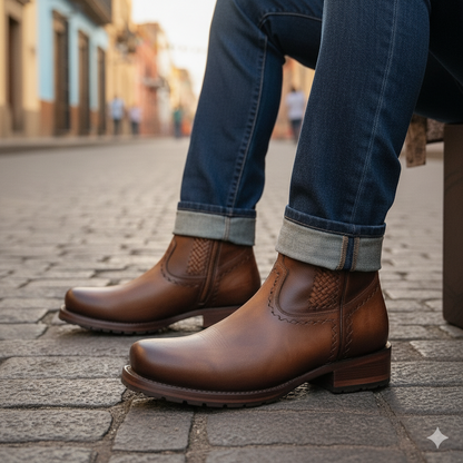 Cuadra Mens Handwoven Honey Leather Boots 4D05RS