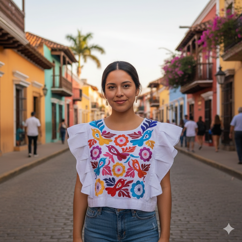 Itzel's Embroidered Crop Top (Size US OS)
