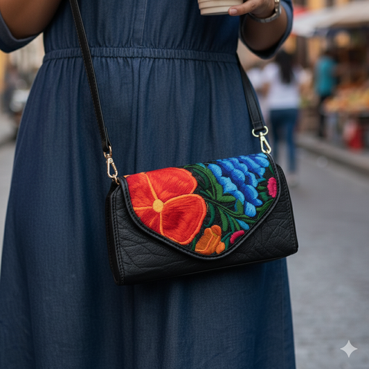 Dulce's Black Leather Clutch Wallet Bag