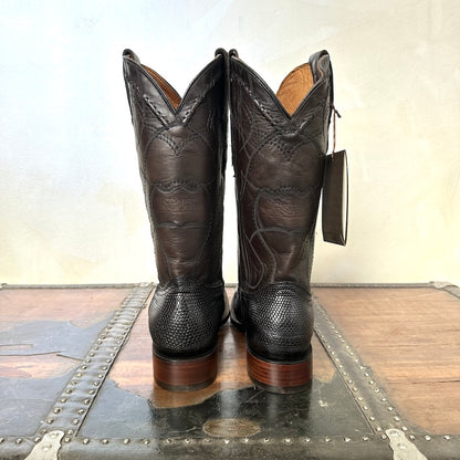 Cuadra Mens Lizard Teju Black Leather Boots 3Z1OLT