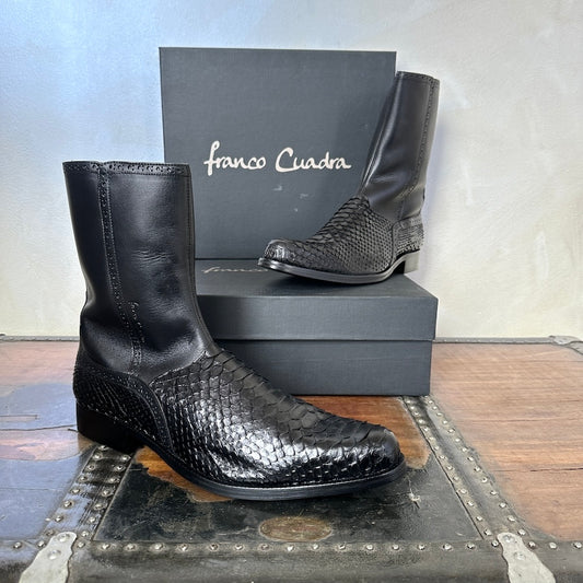 Franco Cuadra Mens Black Python Cowhide Ankle Boot 827PBTS