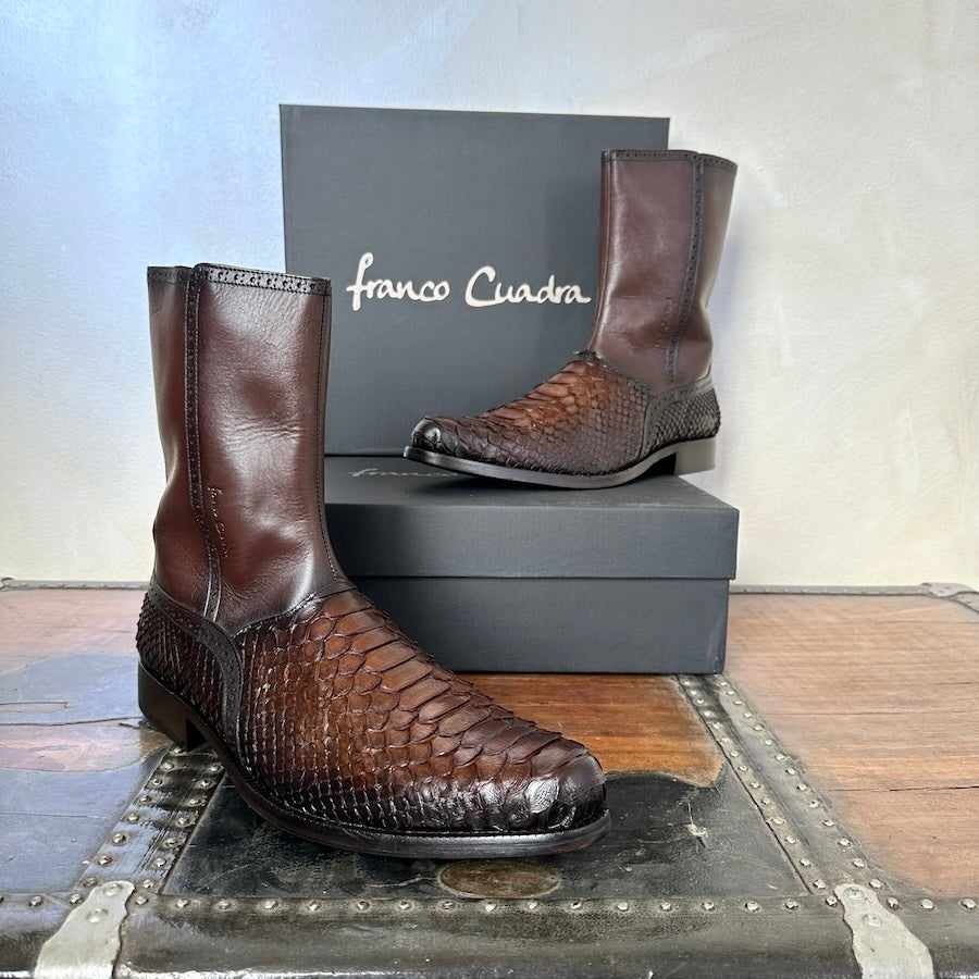 Franco Cuadra Mens Brown Python Cowhide Ankle Boot 827PBTE