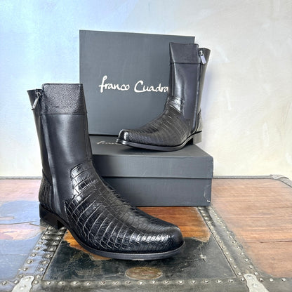 Franco Cuadra Mens Black Crocodile Cowhide Ankle Boot 802NPTS