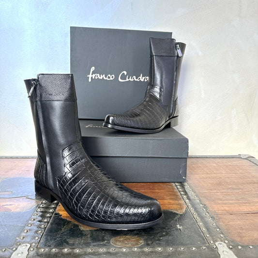 Franco Cuadra Mens Black Crocodile Cowhide Ankle Boot 802NPTS