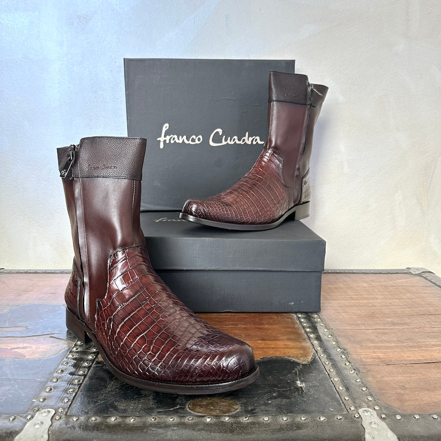 Franco Cuadra Mens Brown Crocodile Cowhide Ankle Boot 802NPBS