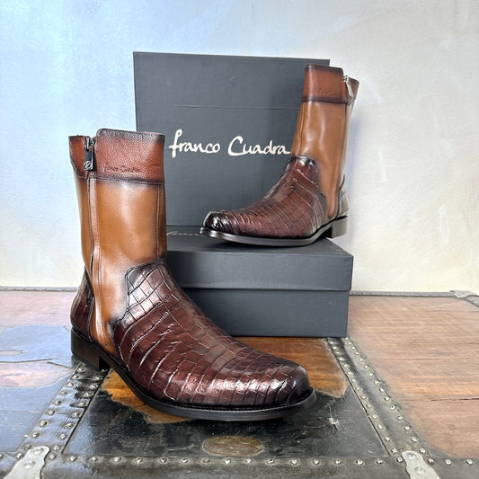 Franco Cuadra Mens Brown Crocodile Cowhide Ankle Boot 802NPTS