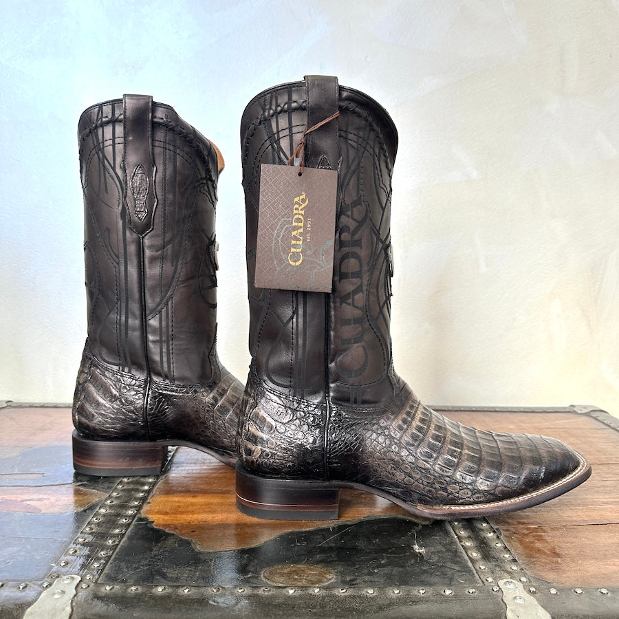 Cuadra Mens Fuscus Caiman Belly Black Embroidery Boots 3Z1LFY