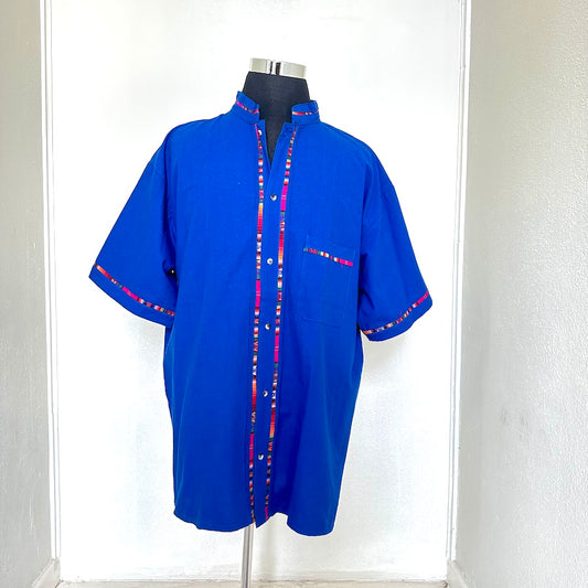 Chiapas Serape Blue Guayabera (3XL)