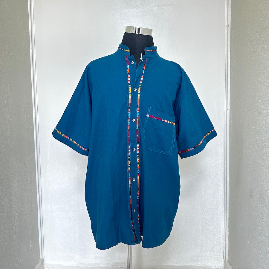 Chiapas Serape Teal Guayabera (3XL)