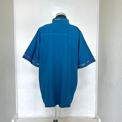 Chiapas Serape Teal Guayabera (3XL)