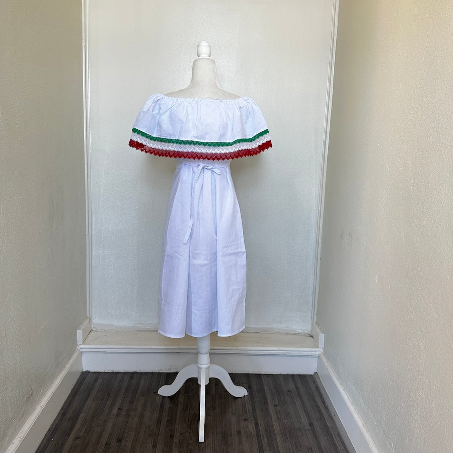 Viva Mexico Off-Shoulder Embroidered Mid-Dress ( M/L )