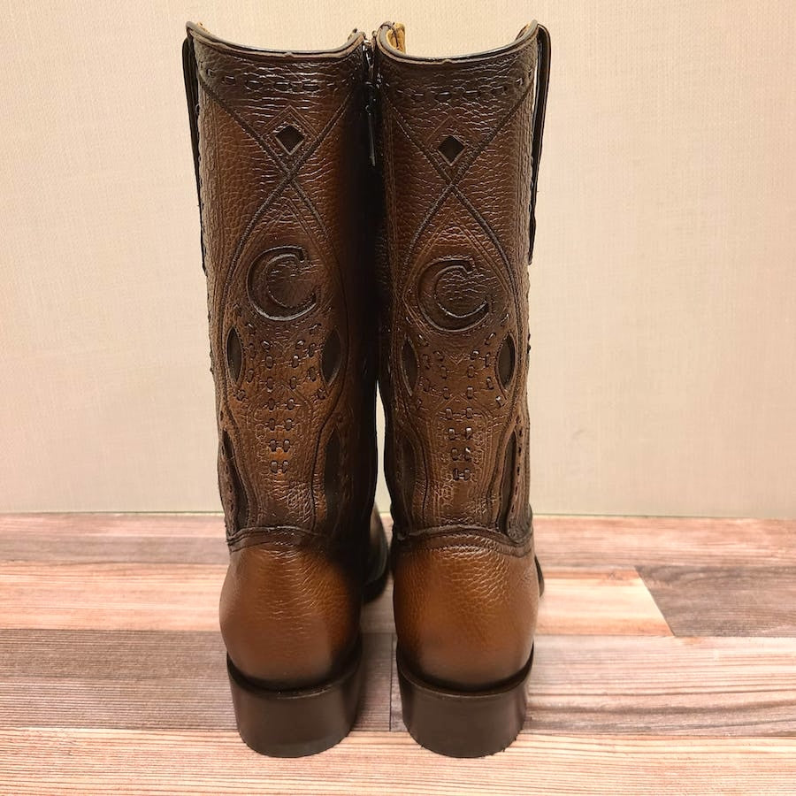 Cuadra Mens Deer Laser Woven & Zipper Brown Boot 1J1JVE