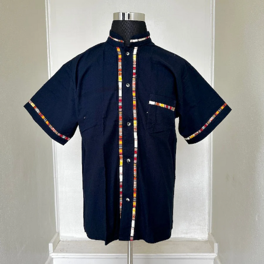 Chiapas Serape Navy Guayabera (3XL)