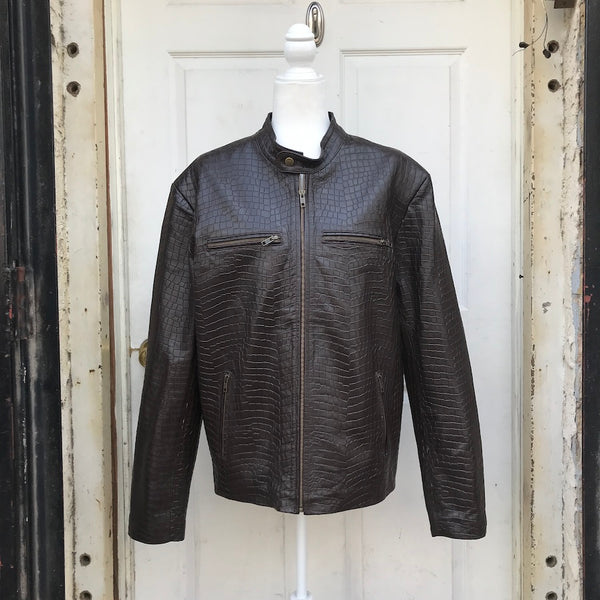 Wild Rider Mens Crocodile Embossed Leather Jacket ( XL ) – Lil Bit