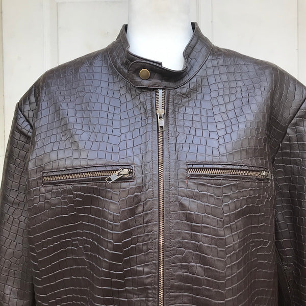 USA Embossed Crocodile Leather Jacket