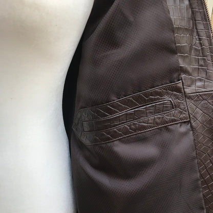 Wild Rider Mens Crocodile Embossed Leather Jacket ( XL )
