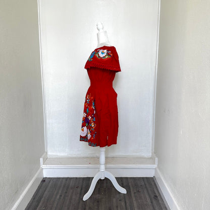 Floral Off-Shoulder Embroidered Dress ( L )