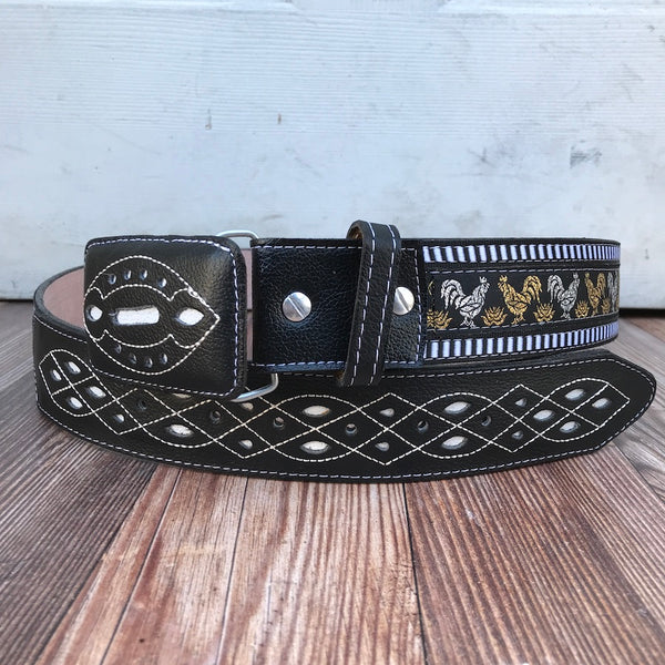 Leather Embroidered Western Belt